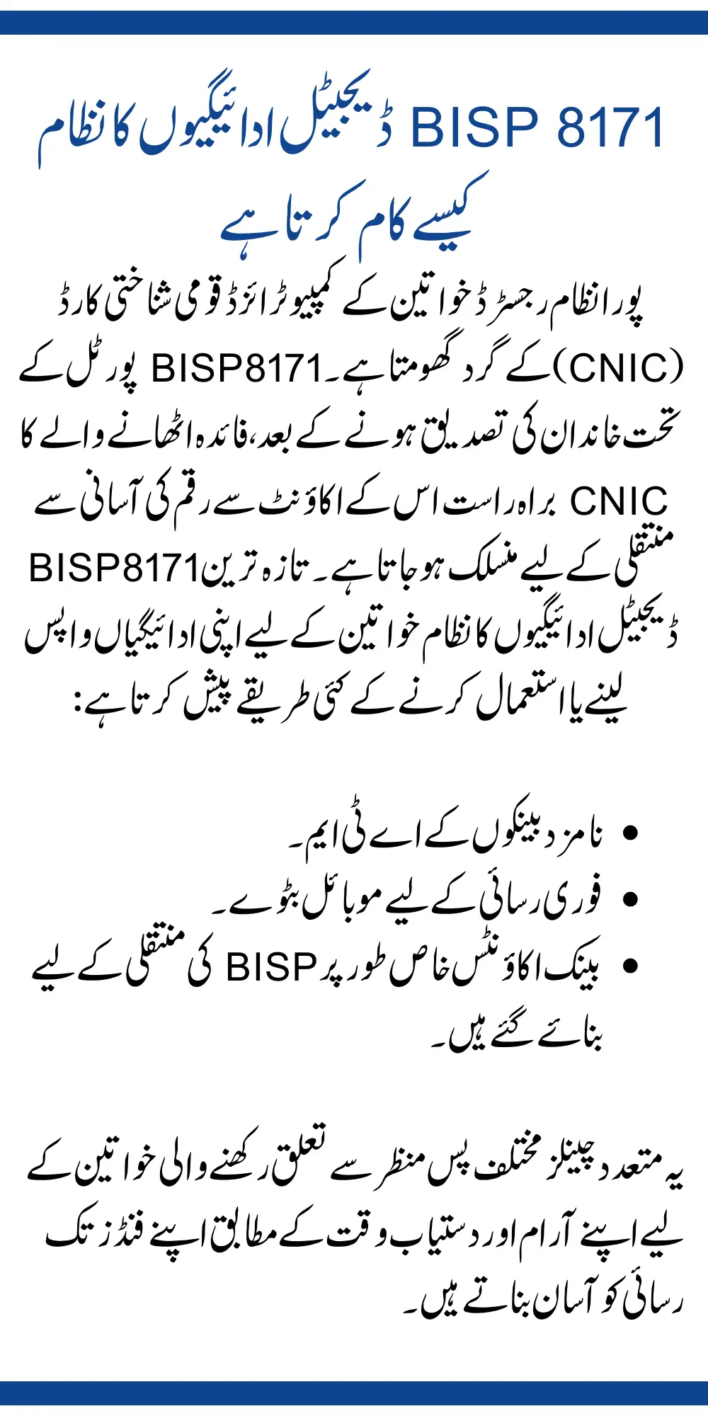How the 8171 BISP Digital Payments System Works